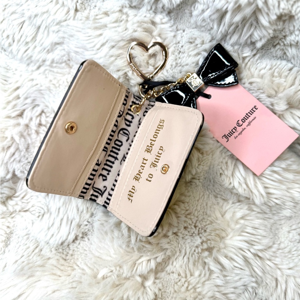 Juicy Couture NWT Black Patent Bow Card Holder - Picture 4 of 4